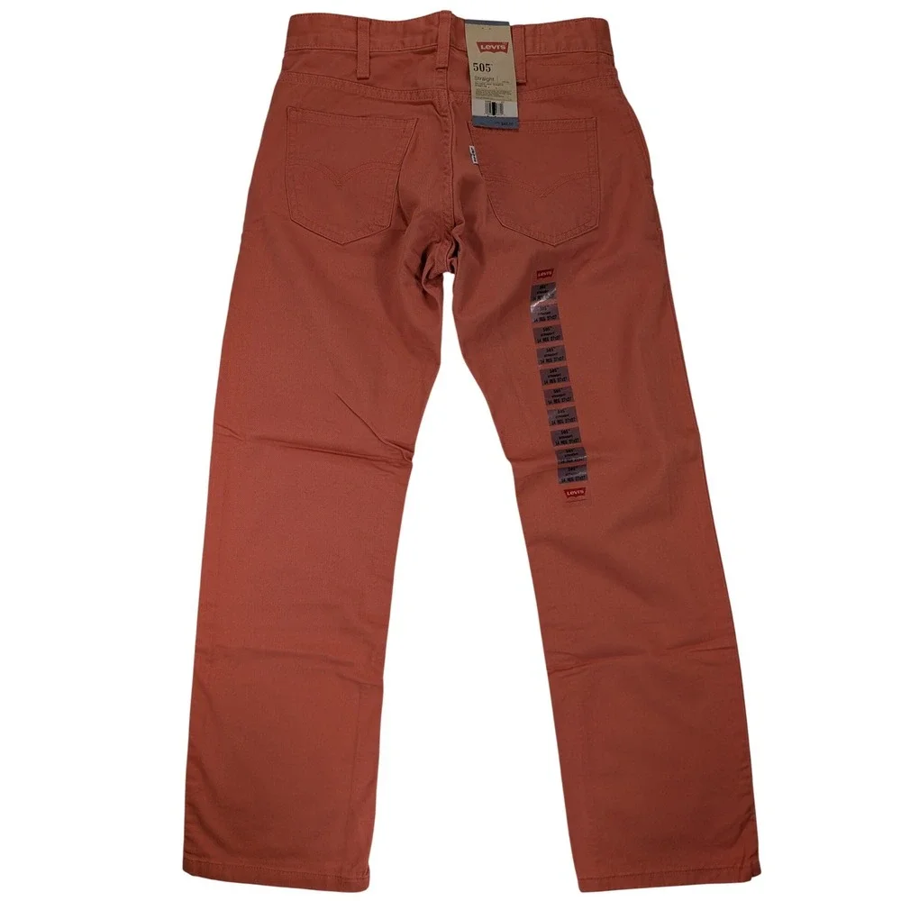 NWT Levi's 505 Jeans Boys 14 Reg 27x27 Salmon Pink Denim Straight Bootcut Cotton